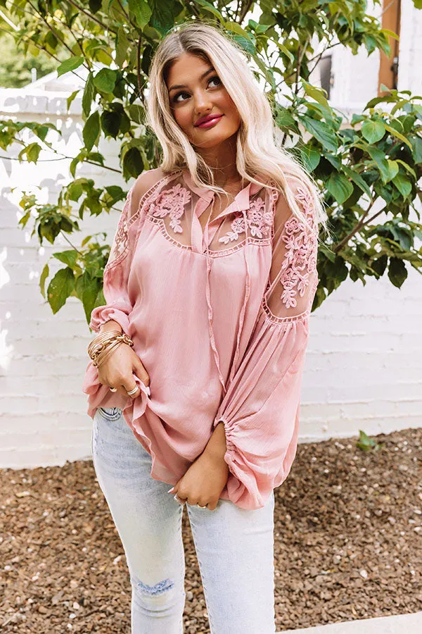 All Day Chic Lace Top In Blush