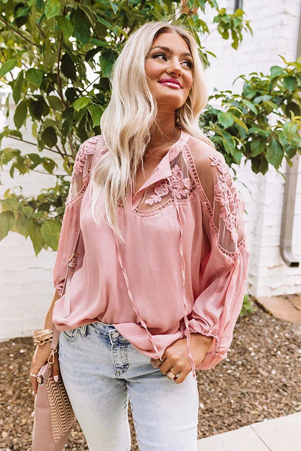 All Day Chic Lace Top In Blush