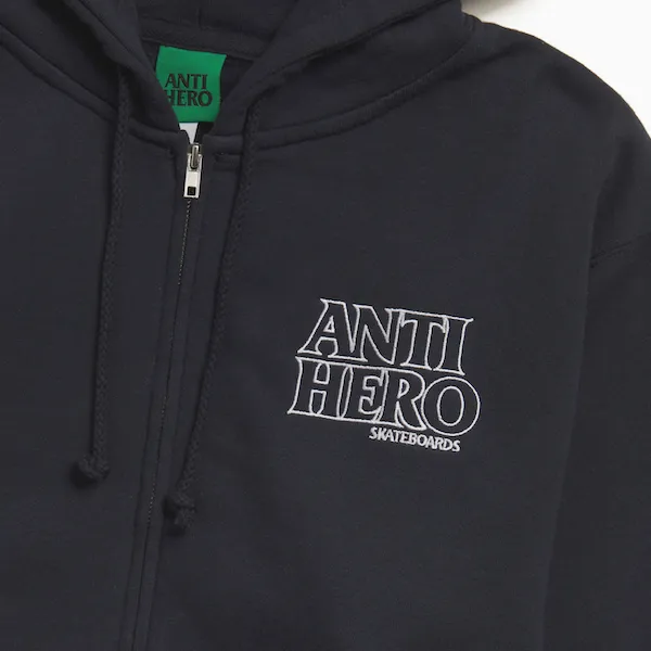 Anti Hero Lil Black Hero Outline Zip Up Hoodie Navy/White