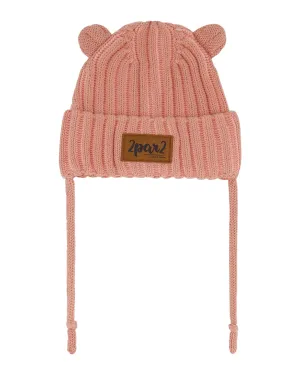 Baby Knit Hat With Ears Ash Rose