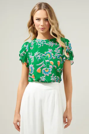 Belize Floral Deja Chiffon Blouse