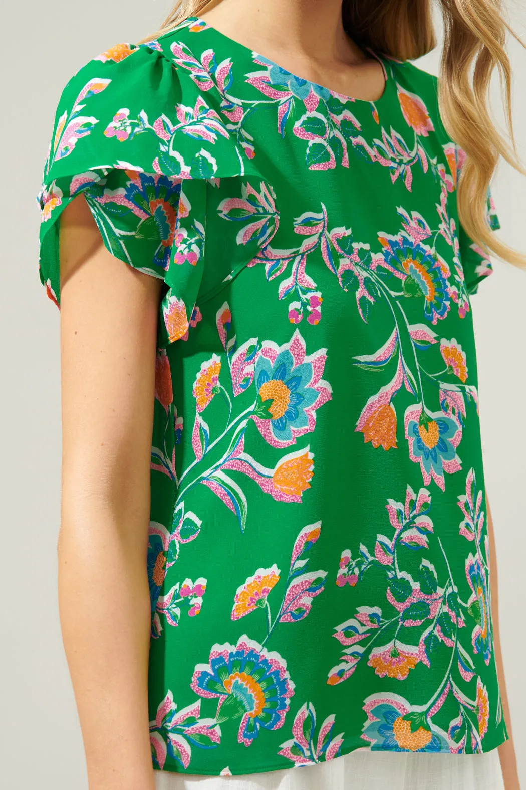 Belize Floral Deja Chiffon Blouse