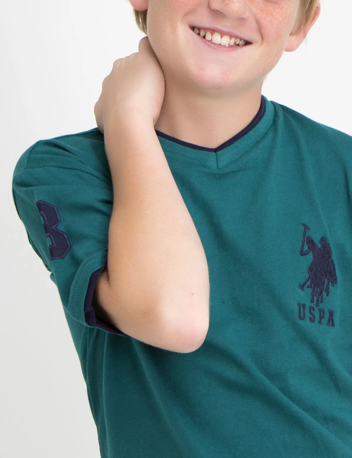 Boys V-Neck Big Logo T-Shirt