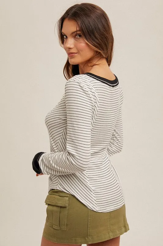 Claire Striped Long Sleeve Top