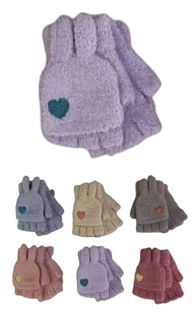 DBGK7824 Kids Heart Pattern Knit Winter Gloves 12prs Pack