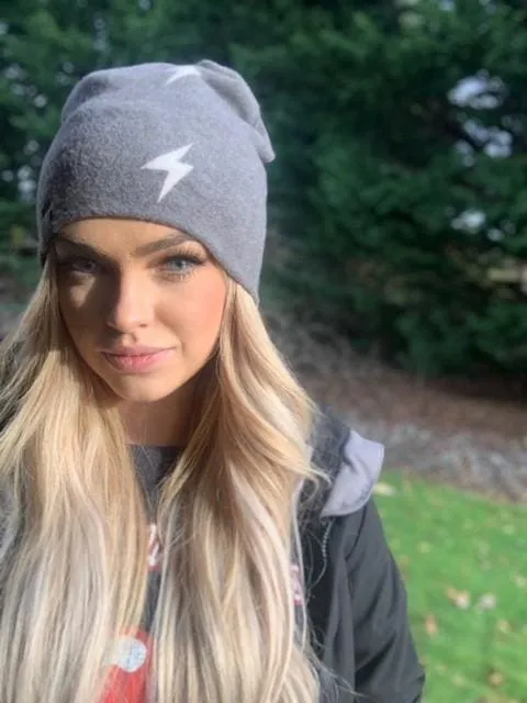 Faded Black Lightning Bolt | Cozy Sweater Knit Beanie