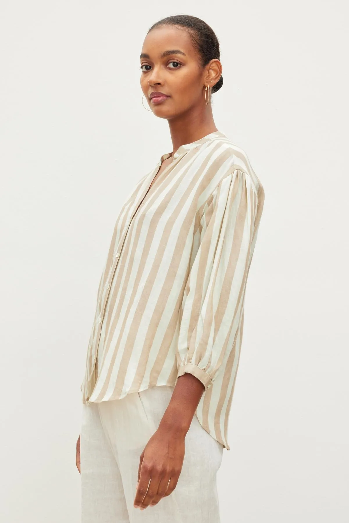 GABBY STRIPED LINEN TOP