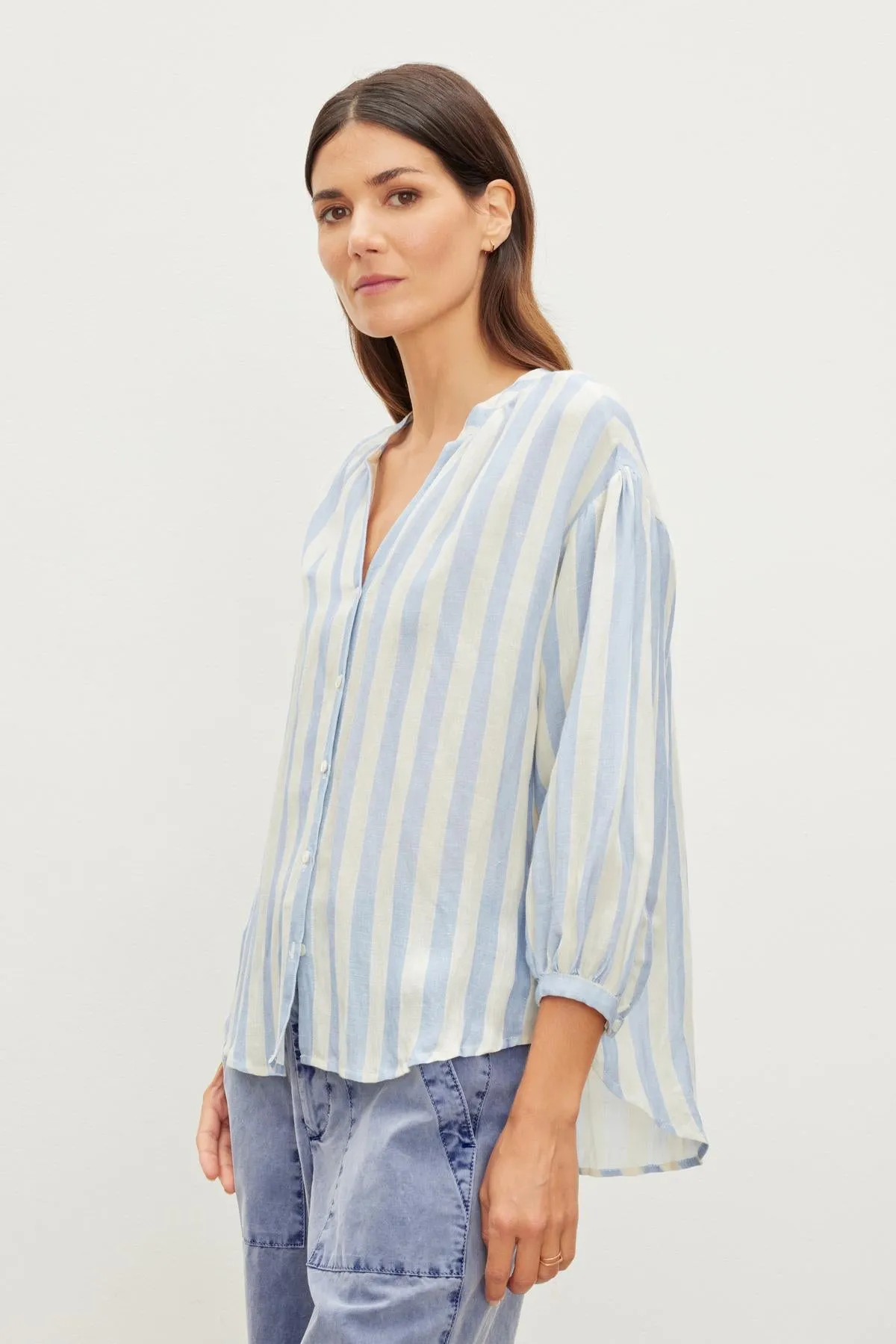 GABBY STRIPED LINEN TOP