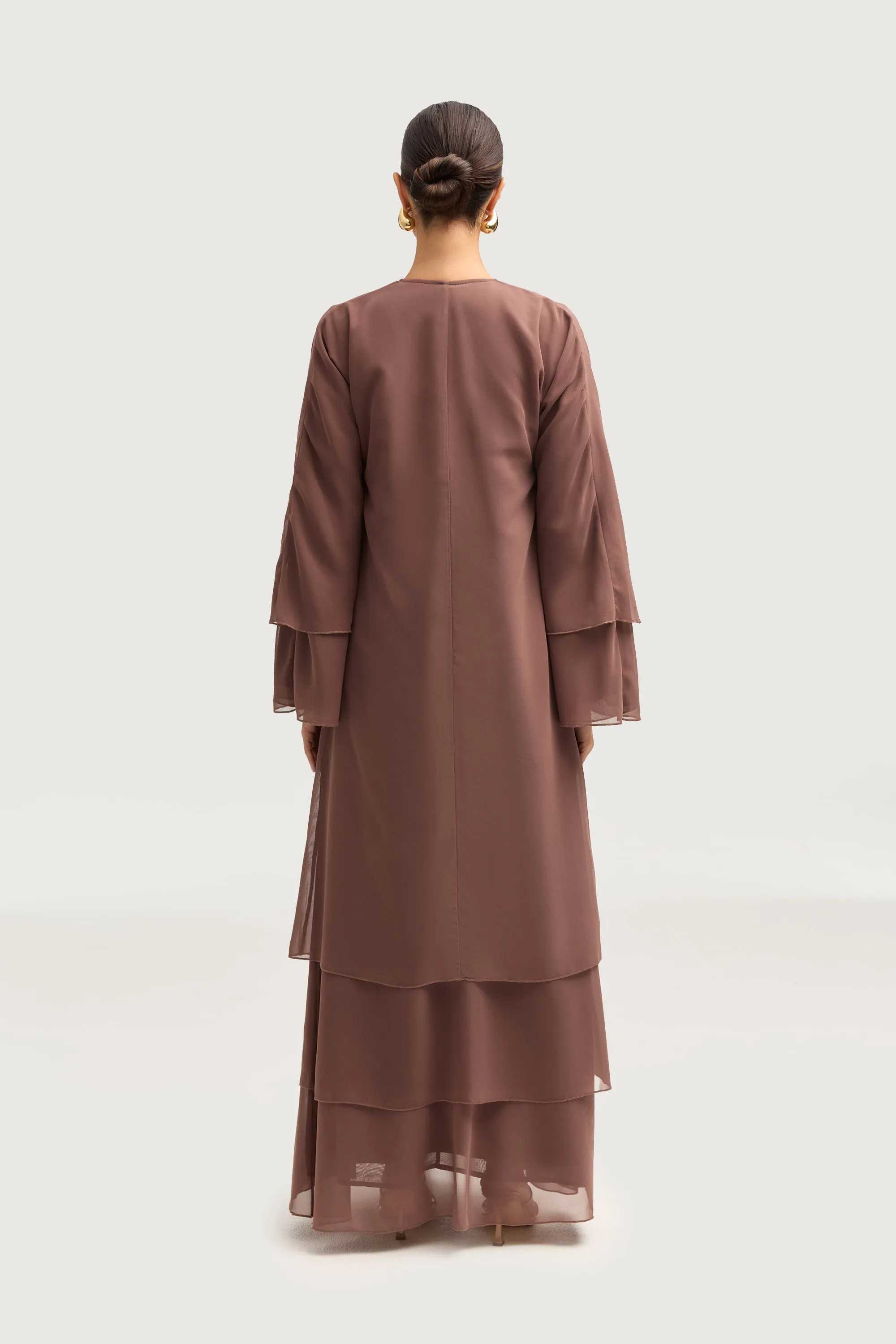 Hawa Two Piece Abaya & Dress Set - Deep Taupe