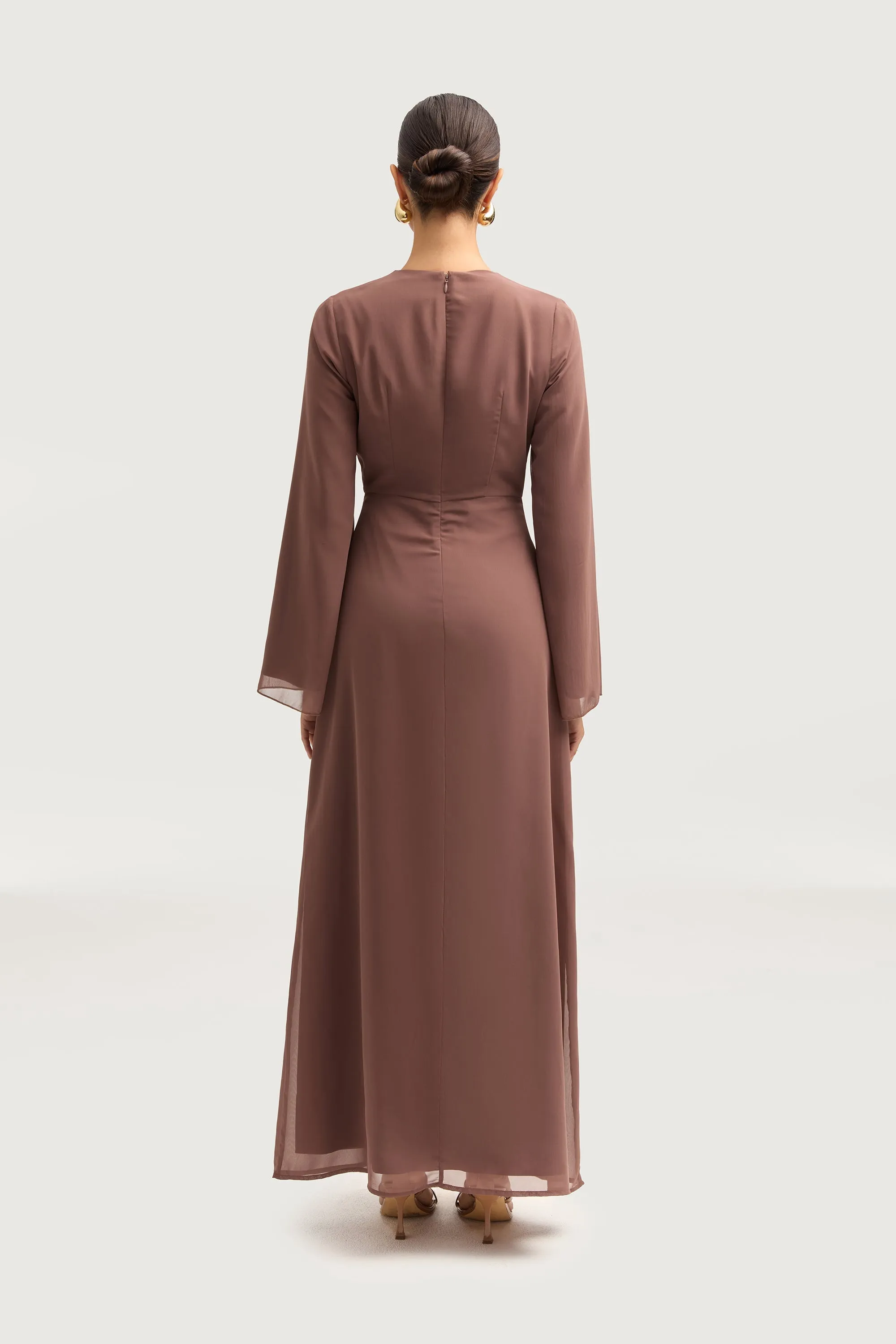 Hawa Two Piece Abaya & Dress Set - Deep Taupe