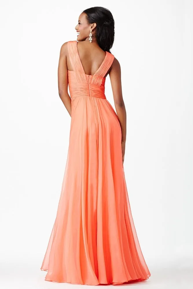 JVN by Jovani 94199 Coral Sweetheart Wide Strap Tulle A-Line Dress