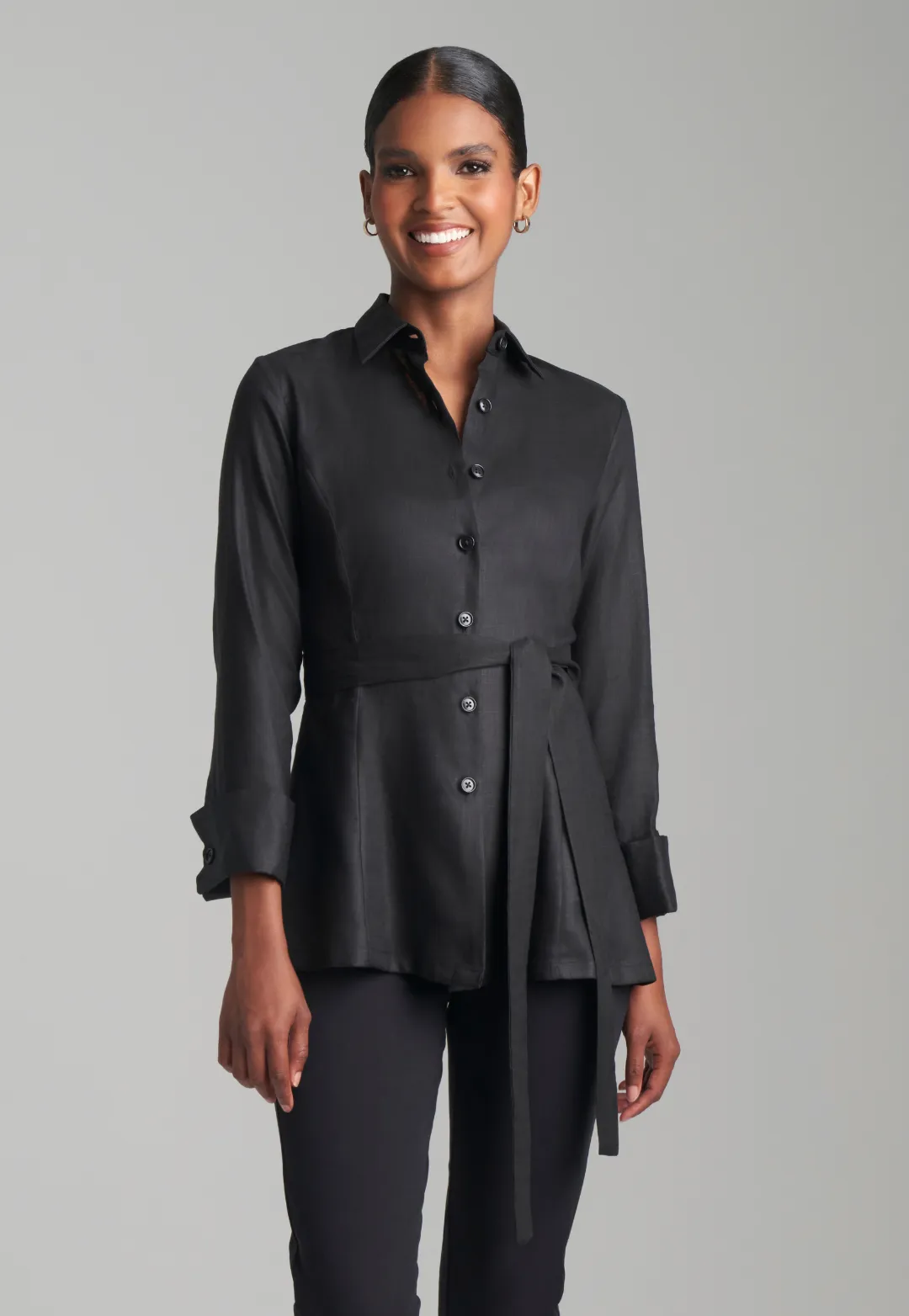 Keaton Linen Blouse in Black