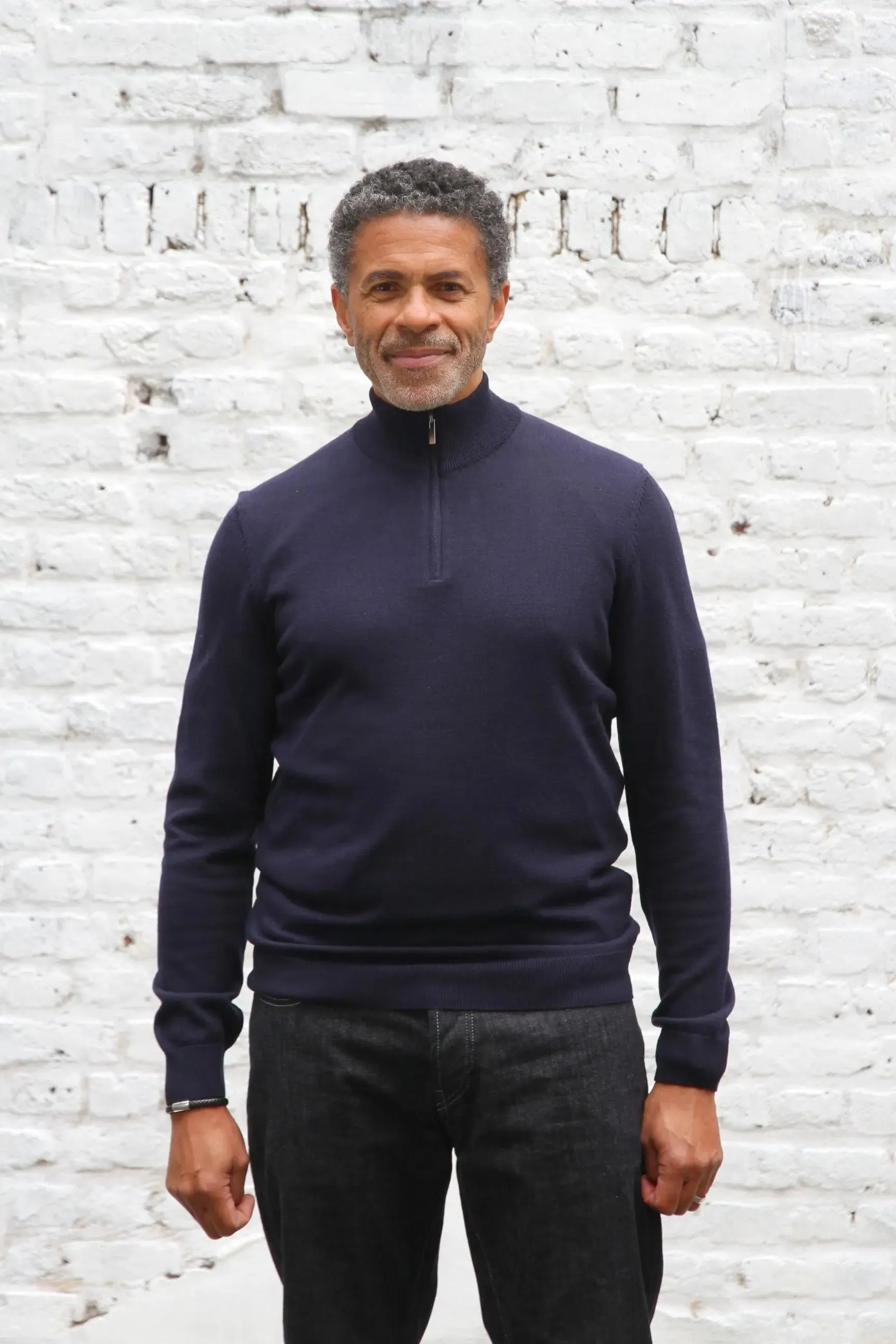 Kingley Knitted Quarter Zip Turtle Neck - Navy