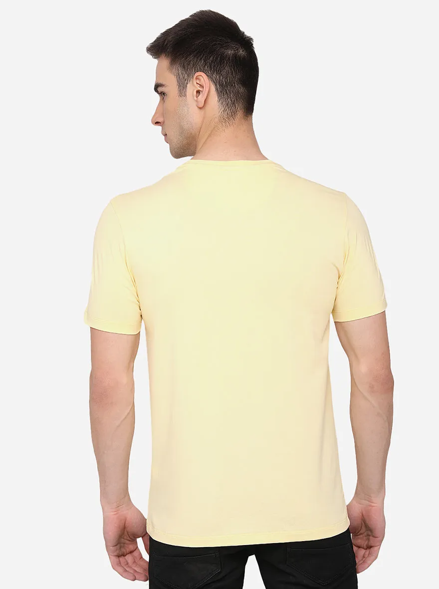 Light Yellow Printed Slim Fit T-Shirt | JadeBlue