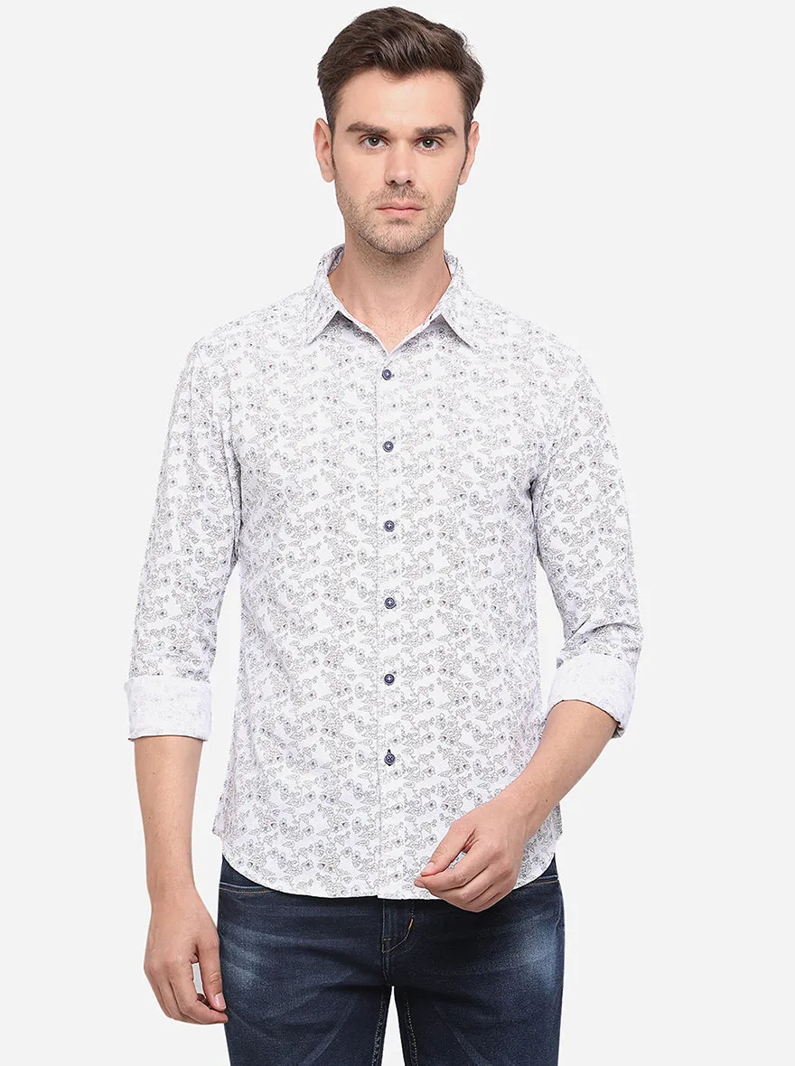 Meadow Mist Printed Slim Fit Casual Shirt | Greenfibre