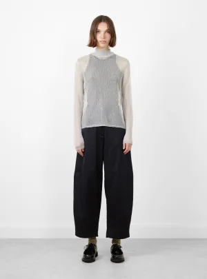 Mesh Turtleneck Sweater Silver