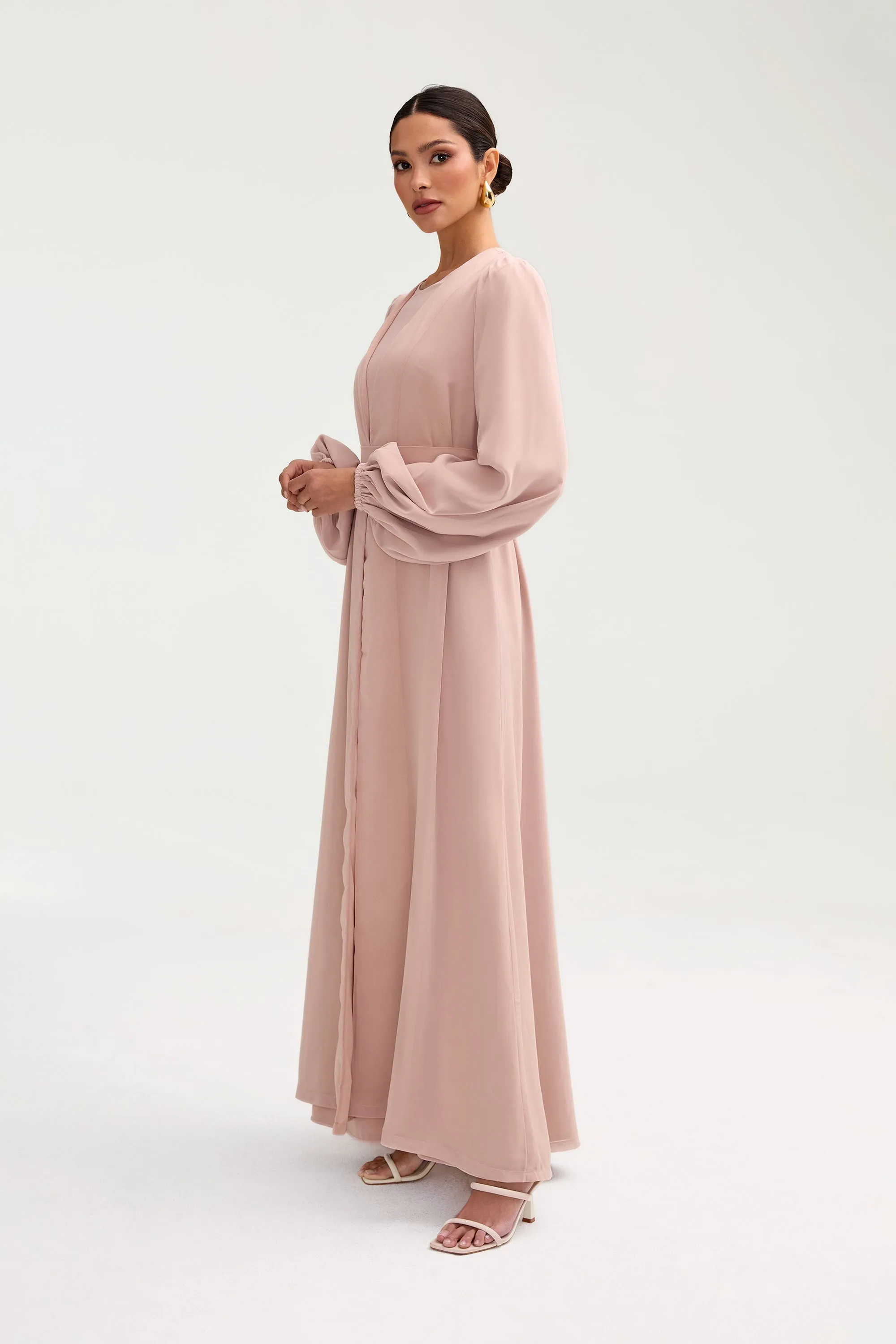 Najma Chiffon Abaya - Jasmine Pink