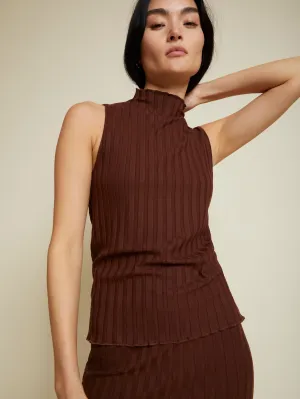 Nation LTD - Claudia Turtleneck Tank in Pinot Noir