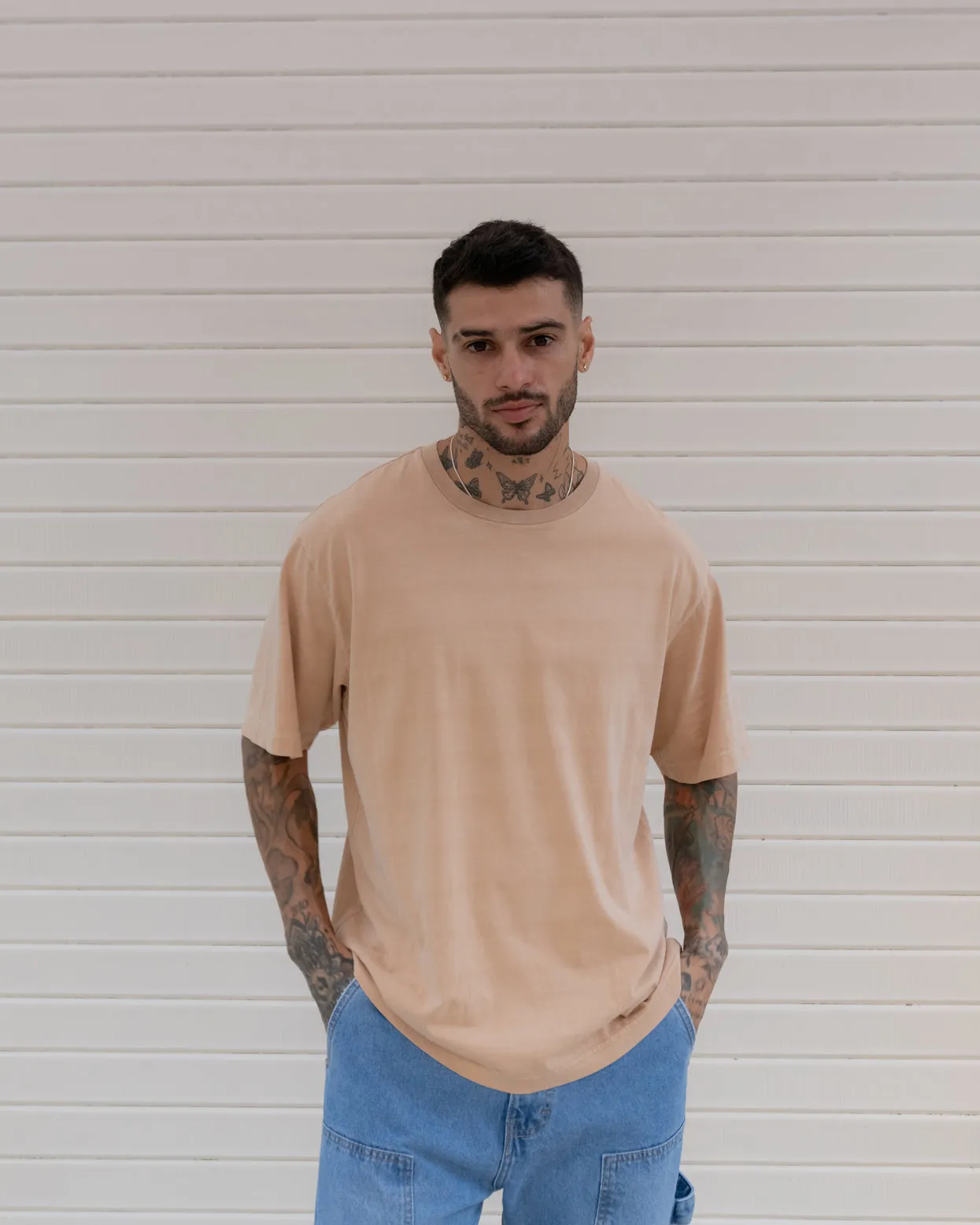 Oversized Washed Tee 24/1 - Beige