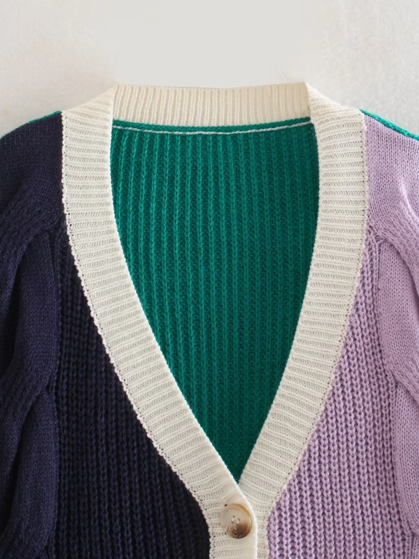 Pre Order:  Purple Color Block Cardigan