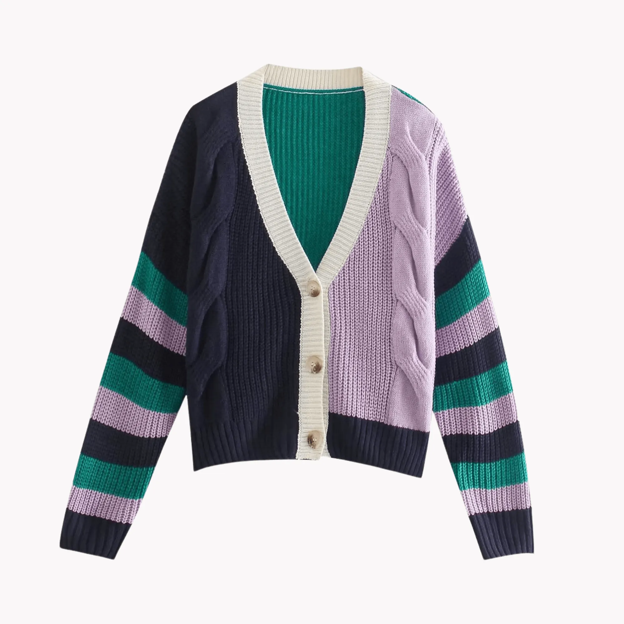 Pre Order:  Purple Color Block Cardigan