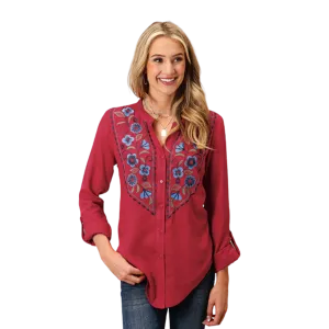 Roper Women's Rasperry Rayon Challis Red Blouse