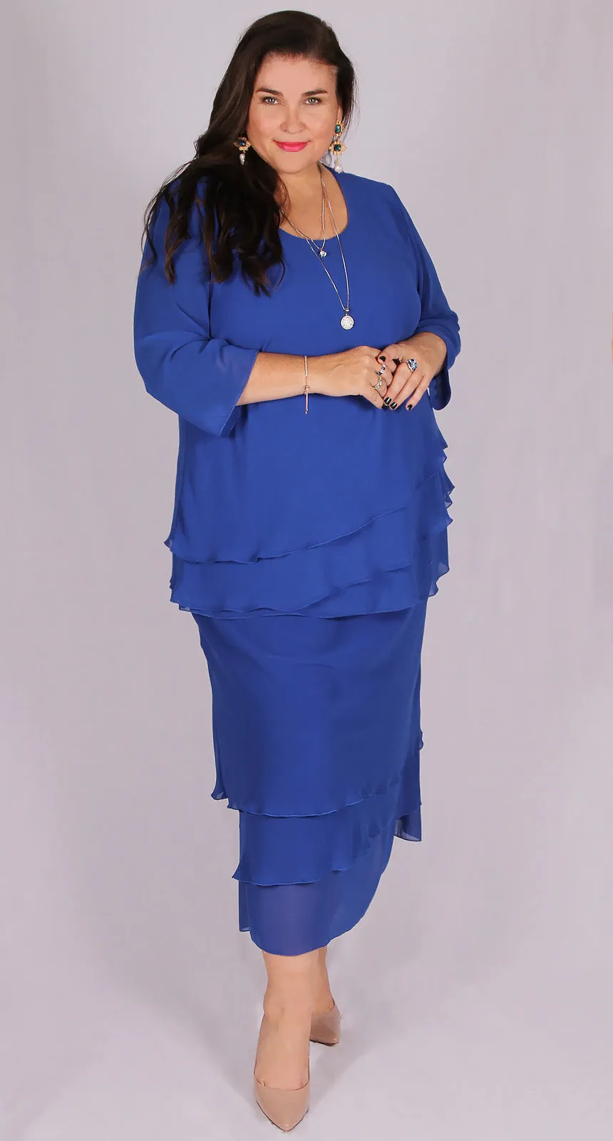 Rosaline Chiffon Layer Top Royal Blue