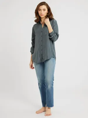 Sofia Top in Navy Washed Silk