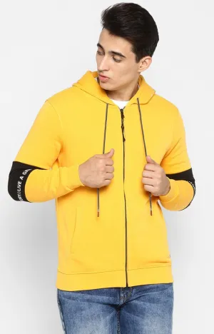 Spykar Yellow Cotton Regular Fit Sweatshirt For Men