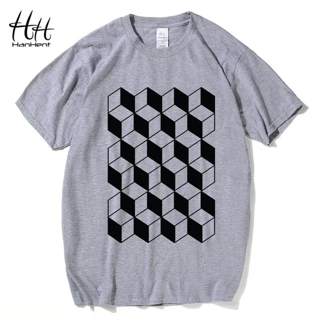 T-shirts HanHent Creative Geometry Men Cotton Summer Casual Style