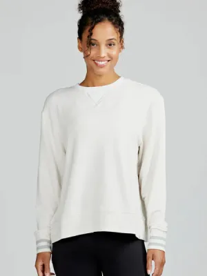 tasc Performance Women's Clubhouse French Terry Sweatshirt in Coconut Heather