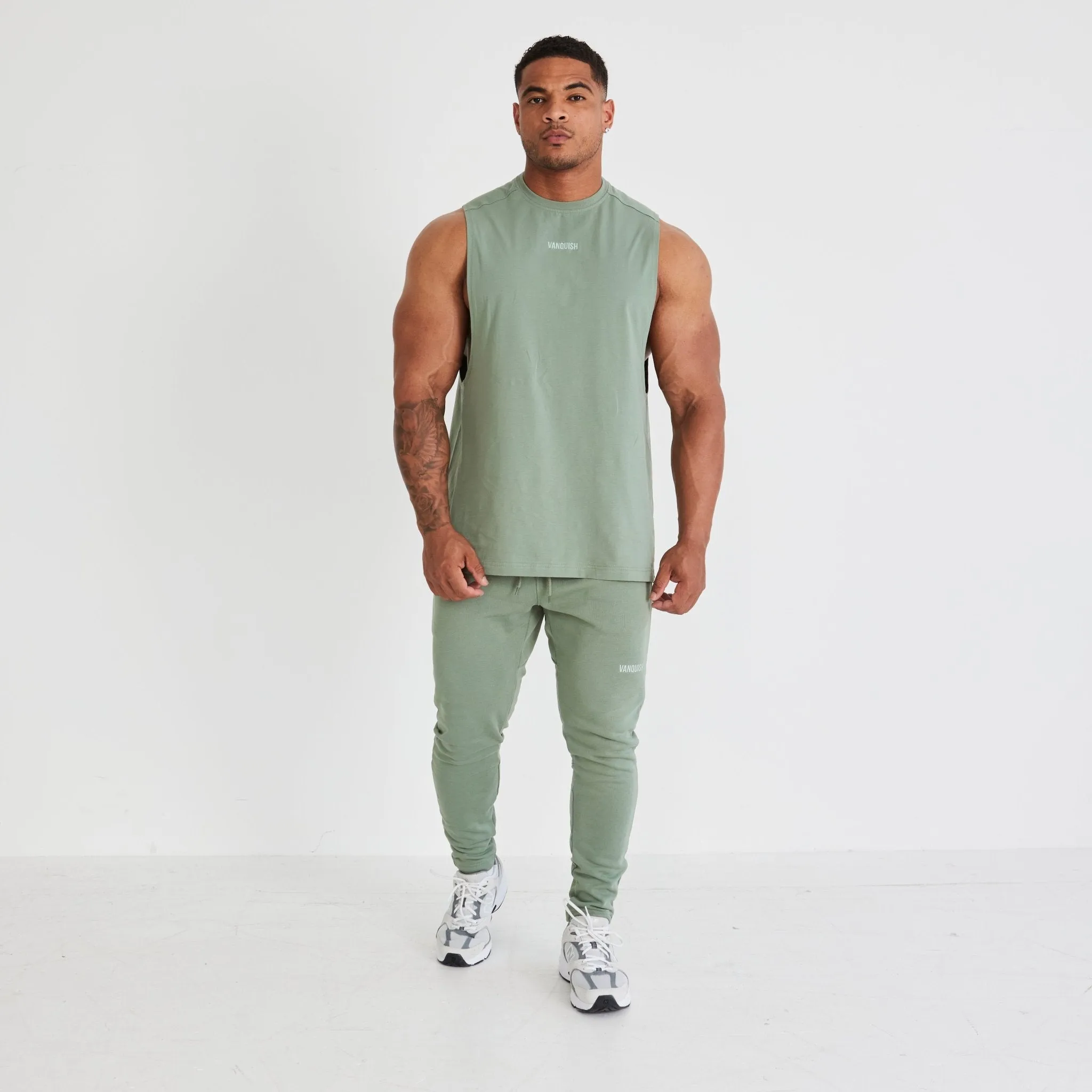 Vanquish Essential Green Oversized Sleeveless T Shirt