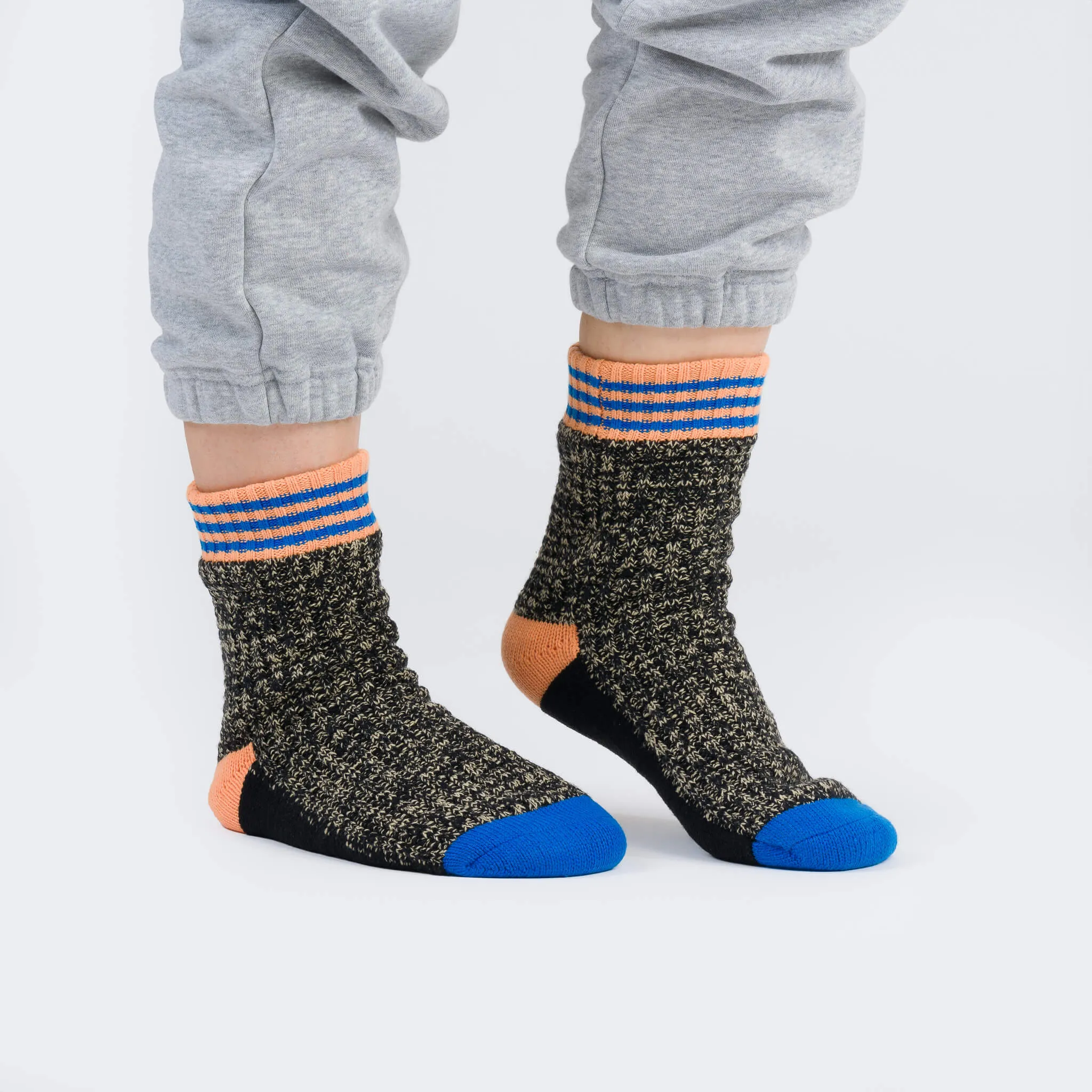 VERLOOP VARSITY KNIT HOUSE SOCKS BLK S/M  W 6-9