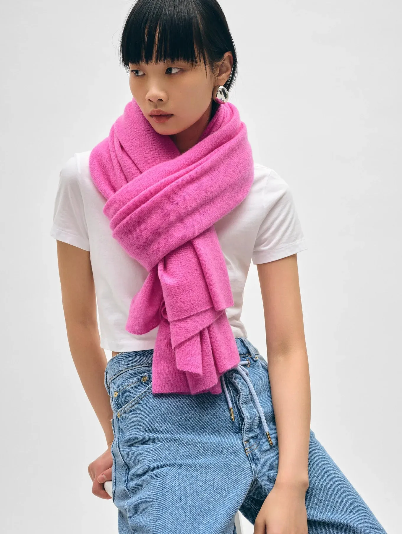 Premium White   Warren Luxury Cashmere Wrap Scarf