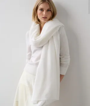 Premium White   Warren Luxury Cashmere Wrap Scarf