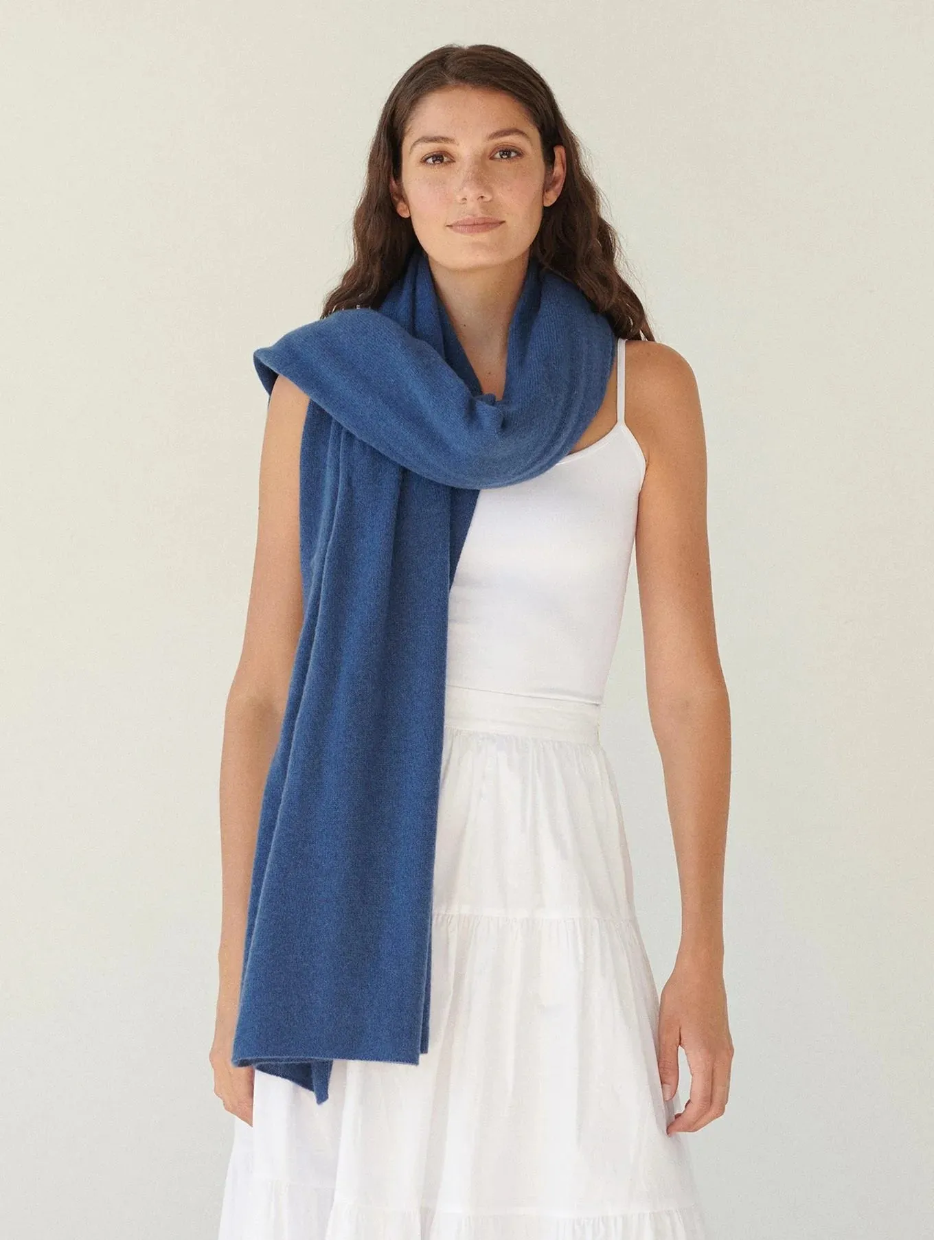 Premium White   Warren Luxury Cashmere Wrap Scarf