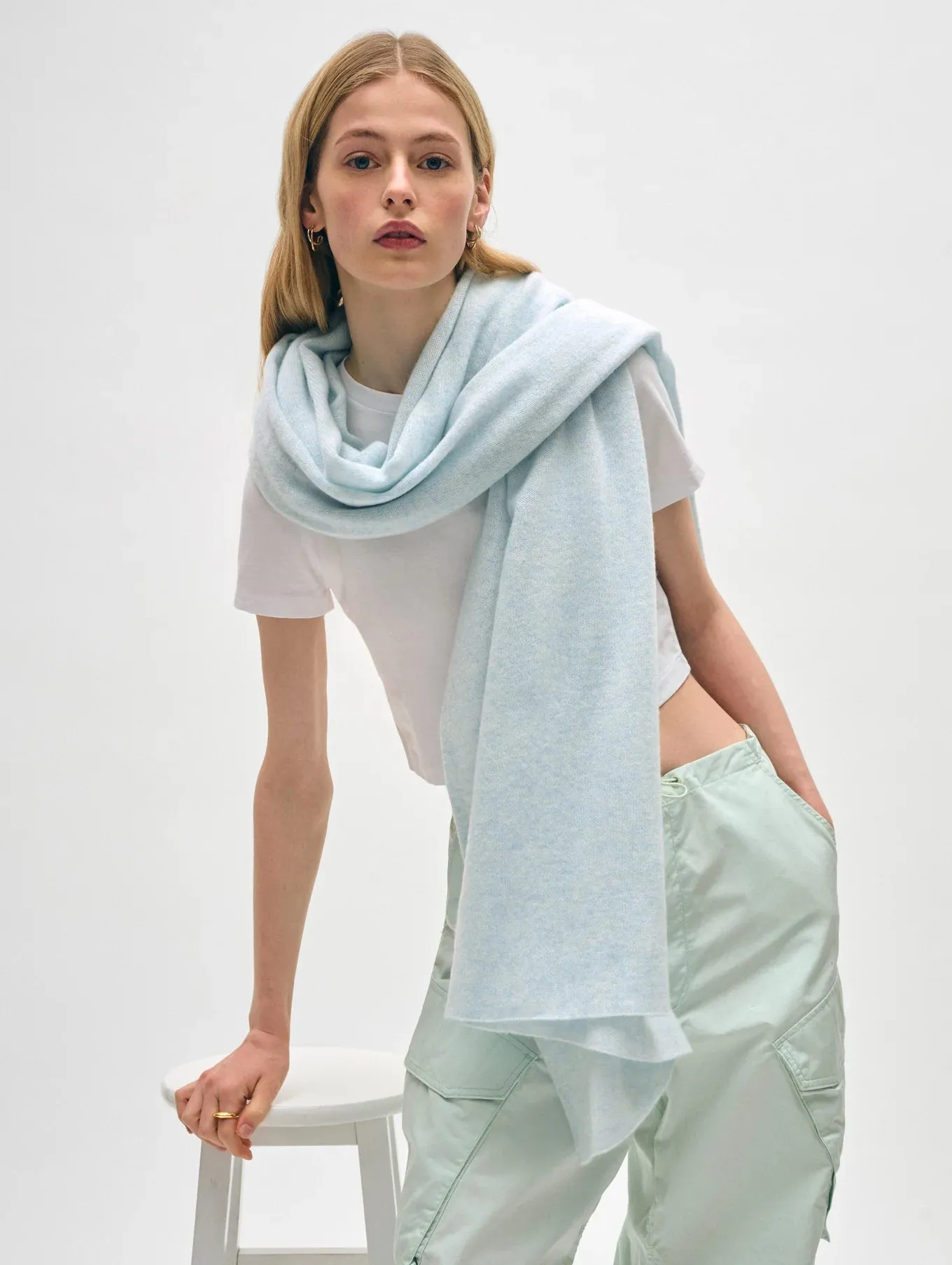 Premium White   Warren Luxury Cashmere Wrap Scarf