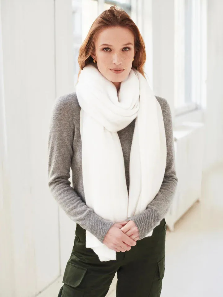 Premium White   Warren Luxury Cashmere Wrap Scarf